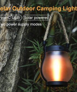 ámpara solar cuerda cáñamo efecto llama LED portátil para camping y jardín